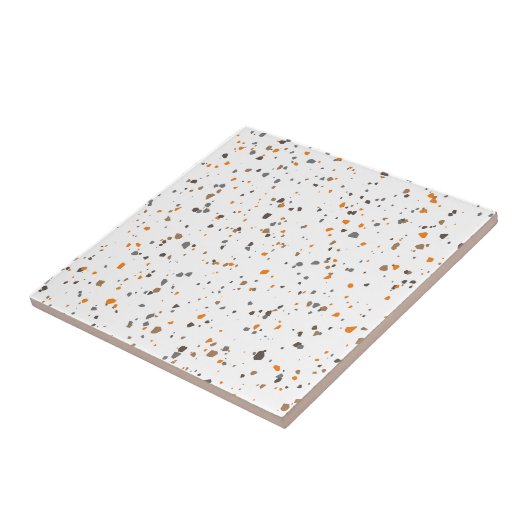 Carreau Terrazzo Brown blanc orange moderne (Côté)