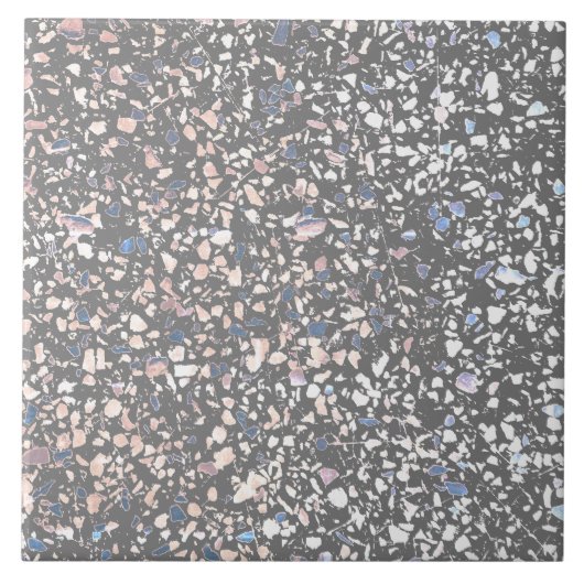 Carreau Terrazzo Gris Bleu Pastel Minimal Pierre Moderne (Devant)