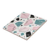 Carreau Terrazzo Marbre Pastel Rose Sarcelle Moderne (Côté)