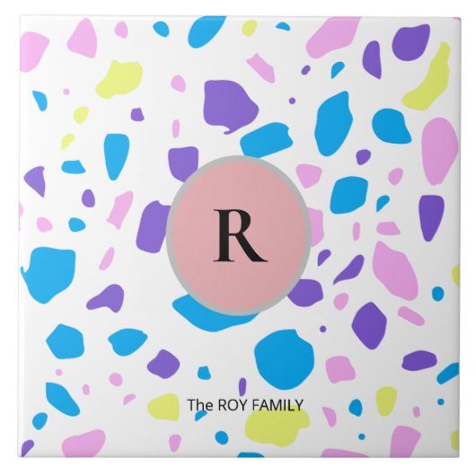 Carreau TERRAZZO MONOGRAM FAMILLE NOM CUSTOM Carrelage en (Devant)