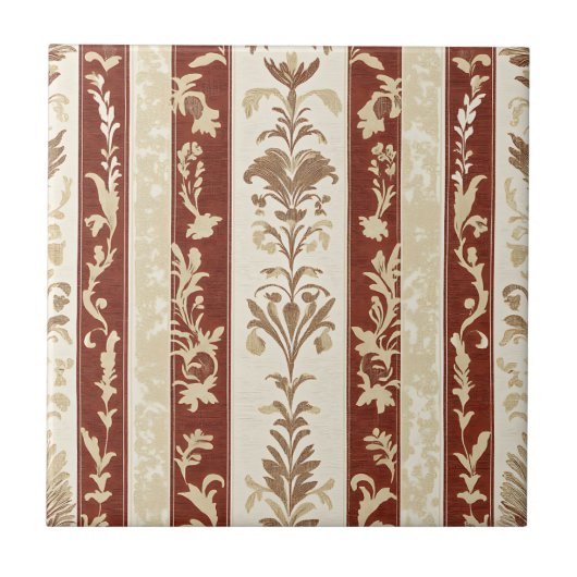 Carreau Terre cuite Toile de pays français Fleur Stripte (Devant)