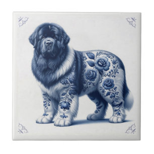Carreau Terre-Neuve Landseer Bleu de Delft