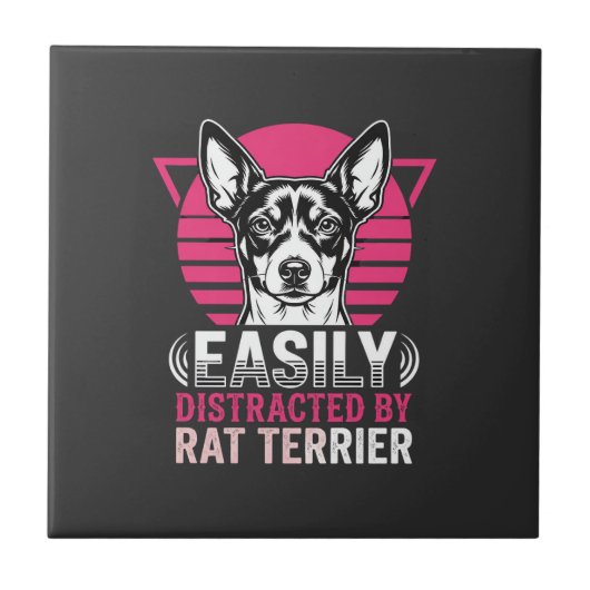 Carreau Terrier Rat Facilement Distrait Chien Rétro (Devant)