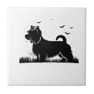 Carreau Terrier Soyeux Chien � Halloween Lune Silhouette C