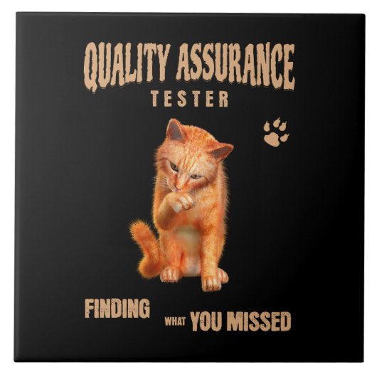 Carreau Testeur QA Humour de chat (Devant)