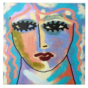 Carreau Tête dans les nuages peinture numérique Abstraite