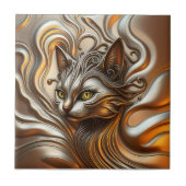 Carreau Tête de chat en or et en argent liquide (Devant)