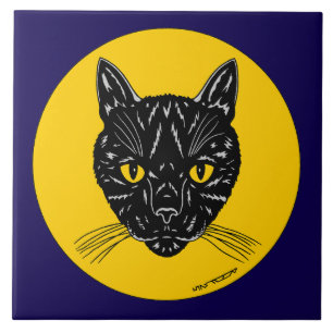 Carreau Tête de chat noir