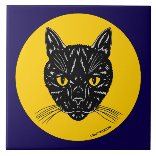 Carreau Tête de chat noir (Devant)