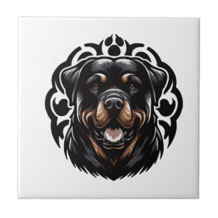 Carreau Tête de chien Rottweiler