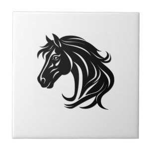 Carreau Tête de magnifique cheval noir