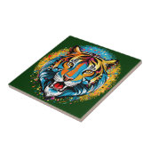 Carreau Tête de tigre couleurs arc-en-ciel peinture taches (Côté)