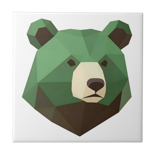 Carreau Tête d'ours géométrique Low Poly (Devant)