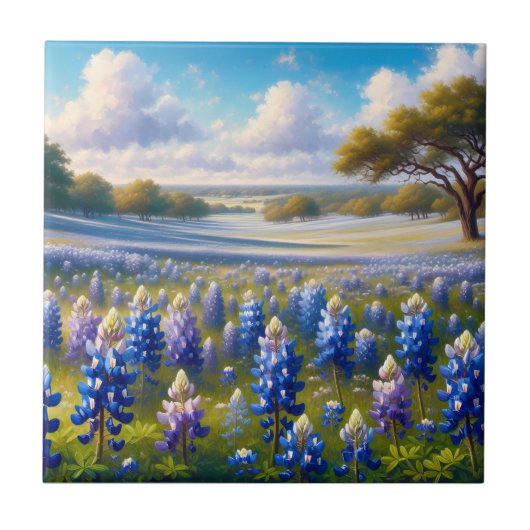 Carreau Texas Bluebonnet Meadow Landscape (Devant)