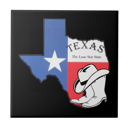 Carreau Texas : Drapeau et silhouette du Texas, (Devant)
