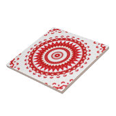 Carreau Textile folklorique scandinave rouge blanc élégant (Côté)