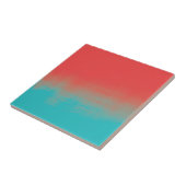 Carreau Texture d'aquarelle d'Ombre - Teal et corail (Côté)
