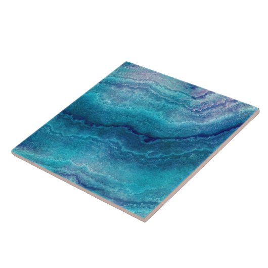 Carreau Texture de l'Agate vert de la mer bleue (Côté)