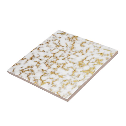 Carreau Texture de marbre d'aluminium d'or (Côté)