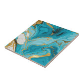 Carreau Texture de marbre Turquoise et or Argent (Côté)