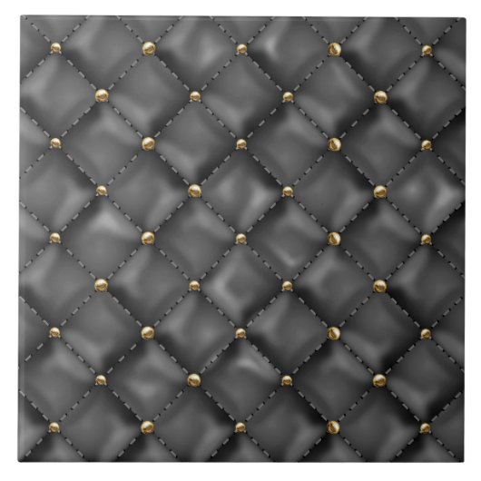 Carreau Texture en cuir brillant avec perles d'or (Devant)