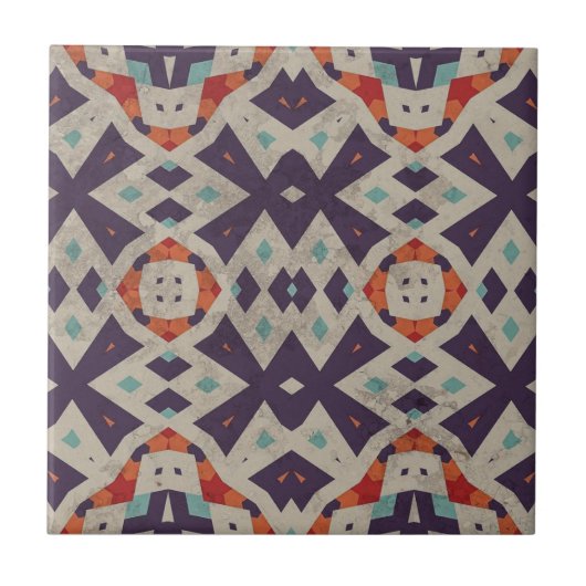 Carreau Texture en pierre détendue Mosaïque ethnique géomé (Devant)