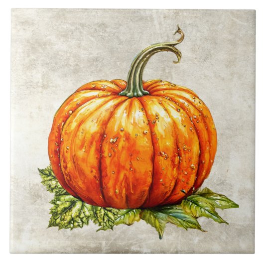 Carreau Texture fausse citrouille rustique aquarelle (Devant)