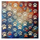 Carreau Texture lisse et empreinte de patte de chien canin (Devant)