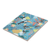 Carreau Texture tropicale avec des toucans et des colibris (Côté)