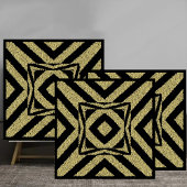 Carreau Textured Gold Geometric Chevron Pattern