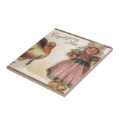 Carreau Thanksgiving vintage, Turquie avec Pèlerin (Côté)