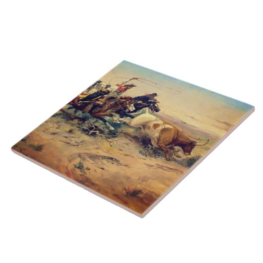 Carreau The Herd Quitter (par C. M. Russell, c. 1897) (Côté)