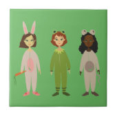 Carreau Thème des amies en pyjama pour filles mignonnes (Devant)