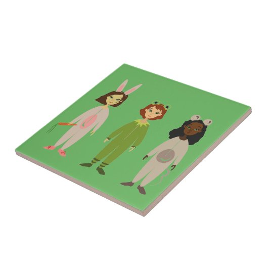 Carreau Thème des amies en pyjama pour filles mignonnes (Côté)