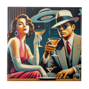 Carreau Thème Gangster Martini de l'ère spatiale Las Vegas