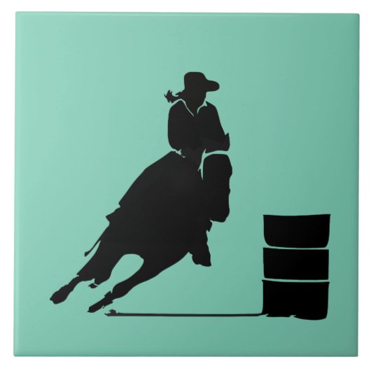Carreau Thème Rodéo Cowgirl Barrel Racine Silhouette (Devant)