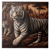 Carreau Tigers majestueux du Bengale errant dans une forêt (Devant)