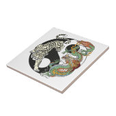Carreau Tigre blanc contre dragon vert au Yin yang (Côté)