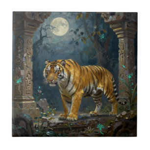 Carreau Tigre dans les dunes anciennes sous la pleine lune