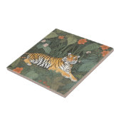 Carreau Tigre floral dans la jungle verte (Côté)