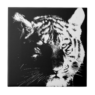 Carreau Tigre noir et blanc Pop Art