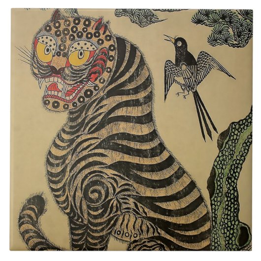 Carreau Tigre rayé coréen Minhwa (Devant)
