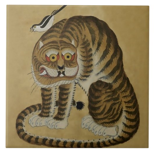 Carreau Tigre tapi sous Minhwa avec pie (Devant)
