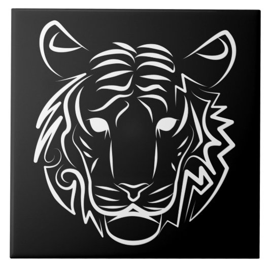 Carreau Tigre tribal noir et blanc (Devant)