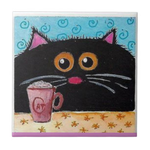 Carreau Tile céramique Whimsic Cat Coffee Cup