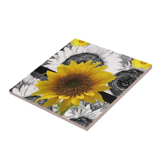 Carreau Tile de céramique tournesol (Côté)