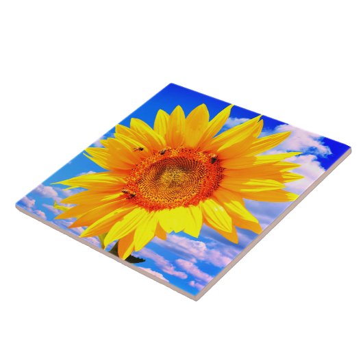 Carreau Tile de tournesol et d'abeilles (Côté)