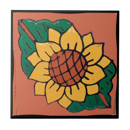 Carreau Tile de tournesol mexicaine (Devant)