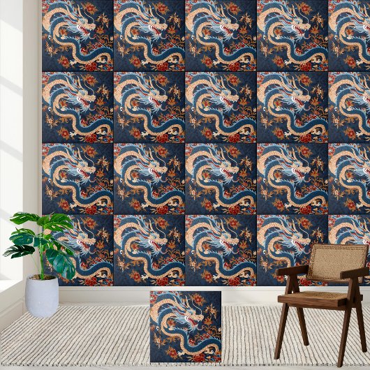 Carreau Tile Dragon Chinoiserie asiatique