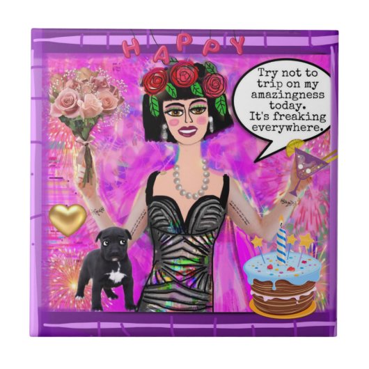 Carreau TILE-Essayez de ne pas voyager sur mon étonnant (Devant)